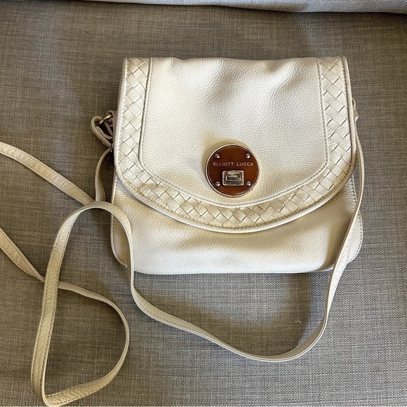 Elliott Lucca Rojo Cream Leather Flap Style Crossbody Purse - Picture 1 of 10
